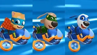 Talking Tom Hero Dash New Update Ride the jet Bike - SUPER GINGER VS SUPER BEN VS SUPER HANK