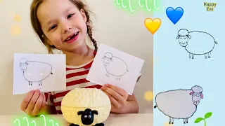 Як намалювати баранця легко? Єва вчиться малювати 25| Рисуем баранчика| DIY How to draw a sheep