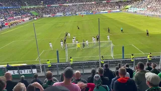 MSV Duisburg vs Preußen Münster lattentreffer und Gesang