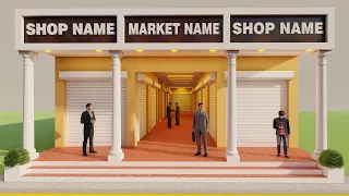 मार्किट हाउस प्लानिंग,dukan ka naksha,3D shop plan,shop house elevation,14 shop design,3Dmarket plan