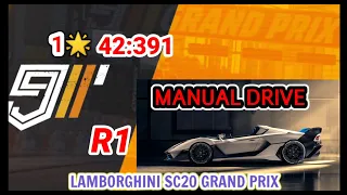 ASPHALT 9 | 1🌟 MANUAL DRIVE | [ 42:391 ] | LAMBORGHINI SC20 GRAND PRIX ROUND 1 [60FPS]