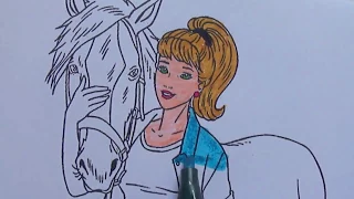 BRBIE PRINCESS WITH HORSE COLORING PAGE