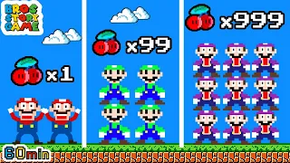 Super Mario Bros. But 999 Double Cherry Makes Mario Double Items... | Bros Game Story