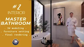3D Interior Design l How to Set up Master BATHROOM in Sketchup