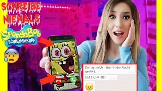 Schreibe NACHTS niemals mit SPONGEBOB SCHWAMMKOPF (ER zeigt sich an HAUS TÜR)