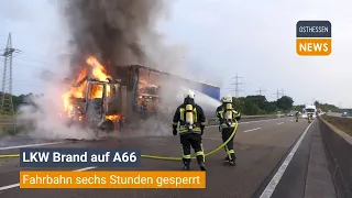 EICHENZELL - Lkw-Brand auf der A66