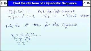 7.10 Nth Term of Quadratic Sequence Basic Maths Core Skills GCSE Grade C Level 7 help