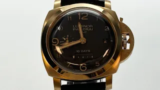 Unboxing the Palm Beach 44mm Panerai Luminor Marina 1950 8 day GMT in Rose Gold.