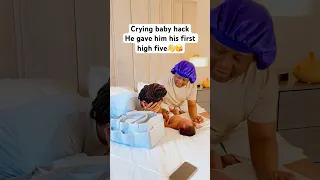 Crying baby hack ❤️😂,he gave his daddy his first 👋 FIVE. #viral #love #firsttimeparents #dad #mom