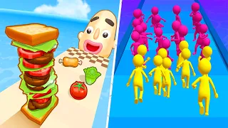 Satisfying Mobile Games 2023 - Sandwich Runner, Join Clash 3D, Going Balls, Race Master 3D...