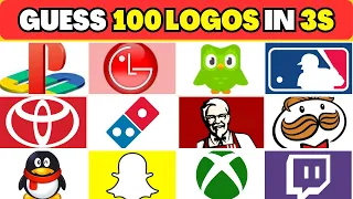 Guess the 100 Logos in 3 Seconds🎯:Logo Quiz!🍫