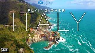 FLYING OVER ITALY 4K: Cinque Terre Coast by Drone + Light Ambient Music & Ocean / Nature  Sounds