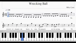 Miley Cyrus - Wrecking Ball | Easy Piano Tutorial (Sheet Music with Lyrics)