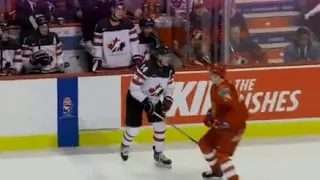 Maxime Comtois diving in a game against Russia