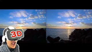 3D video SBS - Soothing Coastal Journey: Waves on the Beach and Tranquil Dusk at the Breakwater