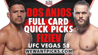 QUICK PICKS: UFC Vegas 58: Dos Anjos vs. Fiziev FULL CARD Predictions and Bets!