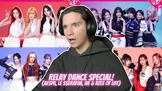 DANCER REACTS TO K-POP RELAY DANCES | aespa, IVE, LE SSERAFIM & KISS OF LIFE