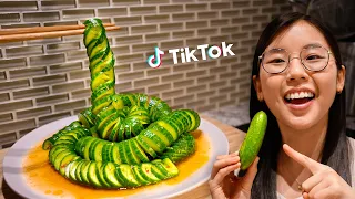 SPIRAL Asian Cucumber Salad 🥒  (TikTok's REFRESHING & healthy HACK)