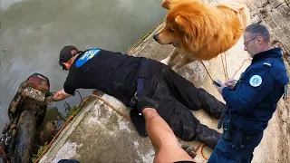 We take a huge motorcycle out of the canal in France: Hand it over to the Police!