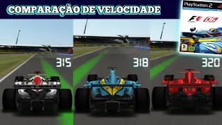 COMPARAÇÃO de VELOCIDADE dos CARROS F1 2006 PS2!