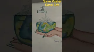 Save Water Save Life Drawing in water colour