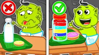 Lion Family 🍒 Eat and Cook Healthy Food vs Junk Food | Cartoon for Kids