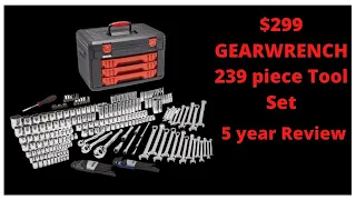 GEARWRENCH 239 Pc  Mechanics Tool Set in 3 Drawer 5 yr Review