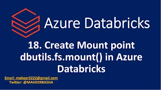 18. Create Mount point using dbutils.fs.mount() in Azure Databricks