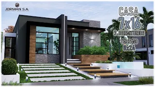 Modern House Design | 3-Bedroom House 7x16