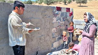 Maryam's mountain hut plastering by her husband