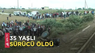 Sabirabadda traktoru yanacaq daşıyan qatar vurdu - APA TV