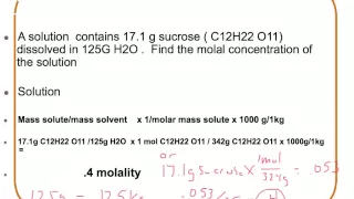 molality and molarity problems