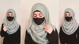 2 minute Hijab Style | instant Hijab Tutorial | Full coverage | layered hijab style | zainab_