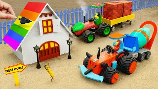 Diy tractor mini Bulldozer to making New Concrete House | diy mini Construction Vehicles | HP Mini