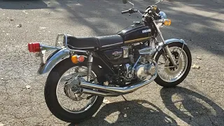 1975 Suzuki GT550 gets new Higgspeed expansion chambers - Before & After