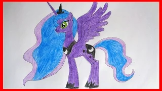 How to draw Princess Luna my little pony, Как нарисовать пони Принцесса Луна, дружба это чудо