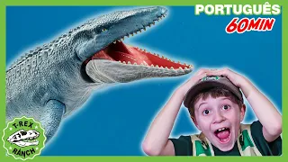 Mosassauro GIGANTE e Brinquedos de dinossauros aquáticos! | Melhores Episódios de Parque do T-REX