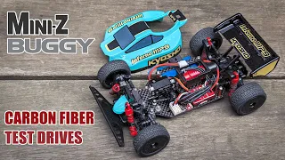 Carbon Fiber vs Plastic Mini-Z Buggy MB-010 Outdoor Test Drives