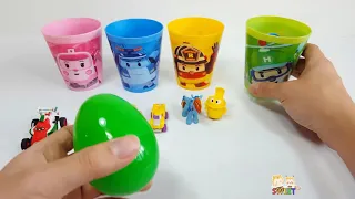 로보카폴리 컵안에 장난감으로 재미있는 영어 색깔놀이와 킨더조이 장난감 알까기 놀이