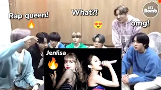 BTS reaction to Blackpink JENLİSA RAP 🔥🔥