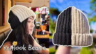 How to Crochet Knit-look Beanie | 2 Tone Beanie