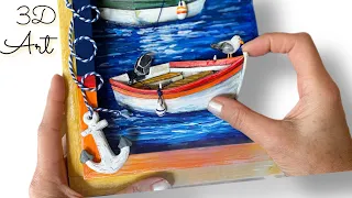 Creative 3D Art Idea : Diy Boats in Diorama Harbour Scene