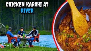 CHICKEN KARAHI AT RIVER | Mishkat khan (The Fun Fin) | Mustafa Hanif | Kumrat Valley | FOOD VLOG