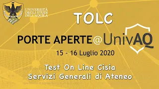 Porte Aperte 2020 TOLC - 16/07/2020