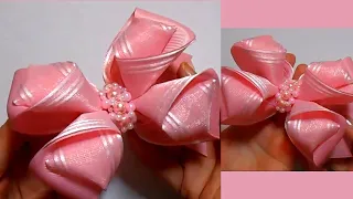Unique Bow Hairband - Hairband with a Pink Bow - Grosgrain & Organza Hairband - Pretty Pink Hairbow