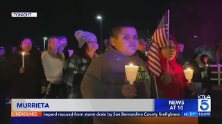 Hometown vigil held in Murrieta for Riverside County Sheriff's Deputy killed in line of duty