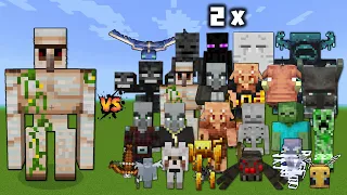 Iron Golem vs 2x All Minecraft Mobs
