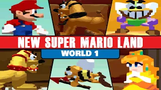 New Super Mario Land (SNES) - 100% Walkthrough - World 1 [4k-60fps].