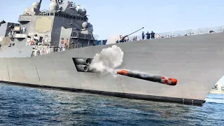 The Hypnotic Process of Launching Gigantic Torpedoes From US Ship