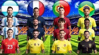 Argentina 🆚 France 🆚 Portugal 🆚 Brazil 😲🔥 (Messi, Mbappe, Ronaldo, Neymar, Vini jr, Di maria) 😲🔥